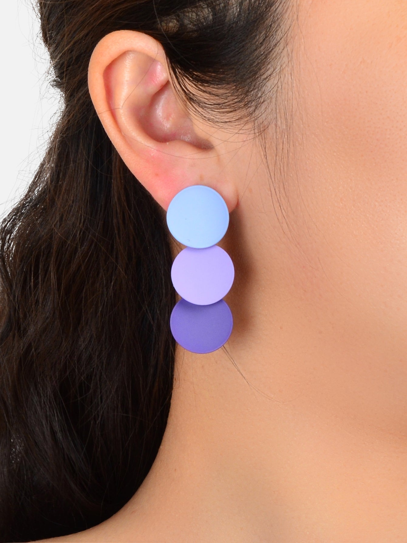 Sweet Gradient Pink Purple Round Dangle Stud Earrings Cool Girl Party Decoration-1