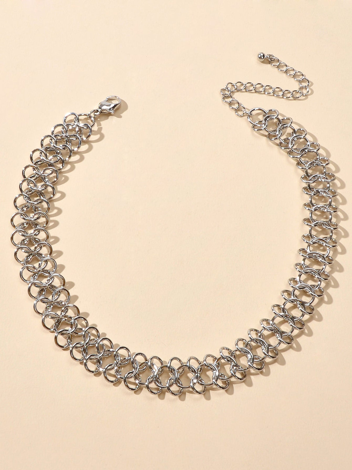 Punk Jewelry Silver Link Lock Chain Short Statement Necklace Choker Accessories-1