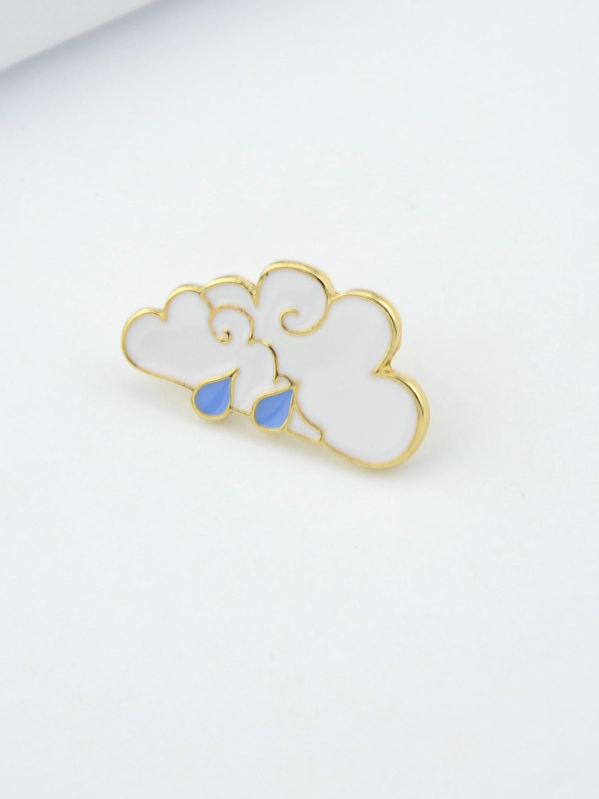 White Cloud Blue Raindrop Enamel Lapel Pin Brooch Backpack Badge Jewellery Gift-1