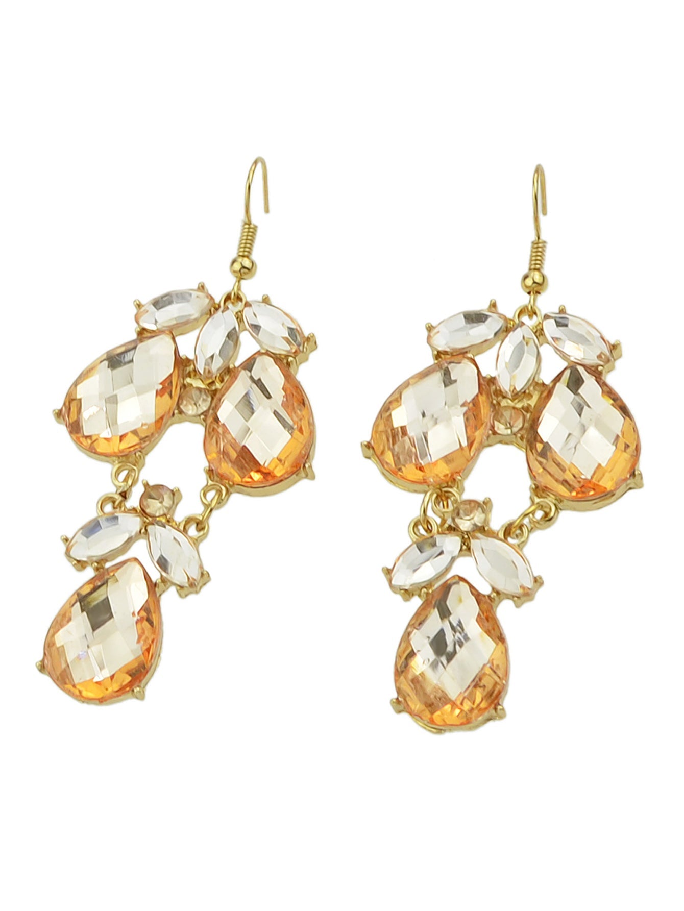 Female Jewelry Orange Black Acrylic Water Drop Flower Chandelier Retro Earrings-1