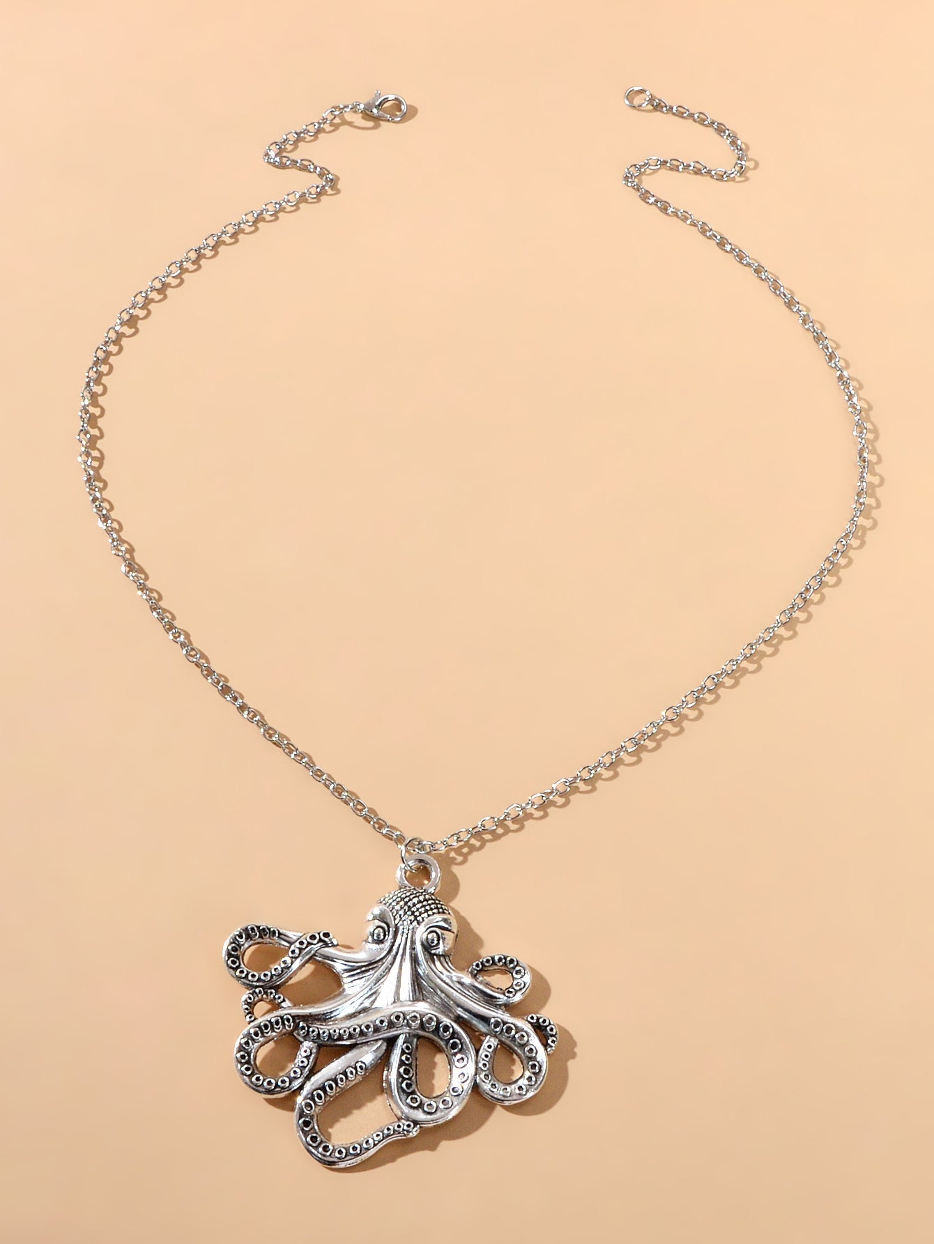 Statement Jewellery Silver Chain Octopus Charm Punk Necklace Collar Accessories-1