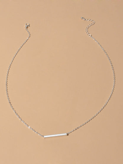 Minimalist Accessories Gold Chain Geometric Stick Charm Short Clavicle Necklace-1