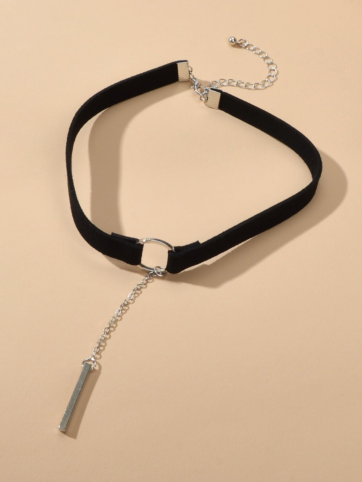 Gothic Punk 90s Black Leather Choker Bar Tattoo Choker Necklace Grunge Collar-1