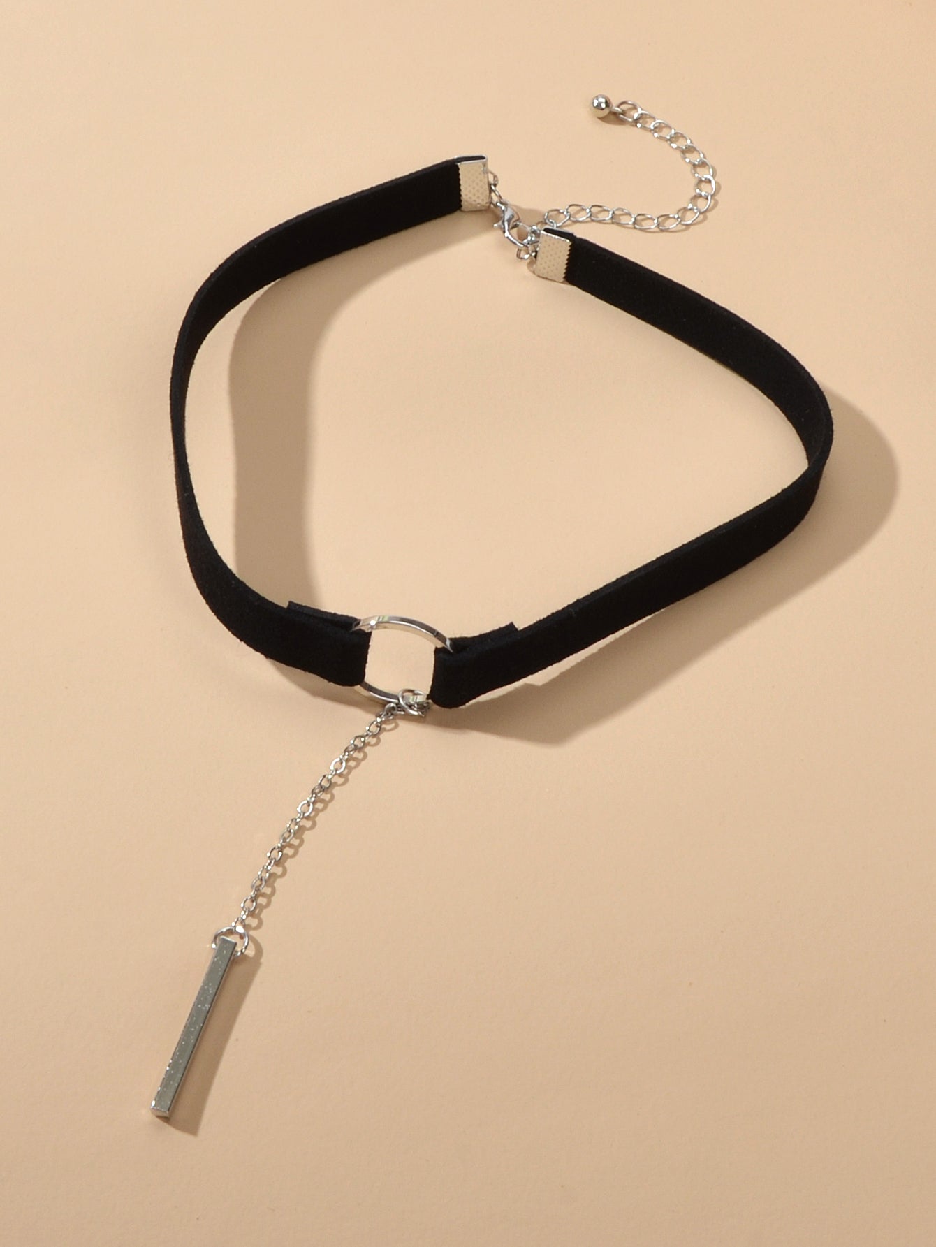 Gothic Punk 90s Black Leather Choker Bar Tattoo Choker Necklace Grunge Collar-1