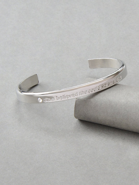 Believed Letter Decoration Gold Silver Plated Open Cuff Bangle Wrist Jewellery-1