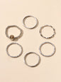 Stackable 6 pcs Rhinestone Decor Silver Finger Ring set Multiple Rings Bulk Pack-0
