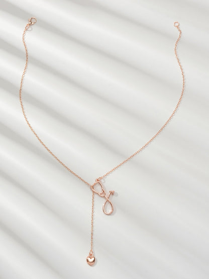 Minimalist Jewelry Trendy Gold Silver Stethoscope Heart Pendant Y shape Necklace-1