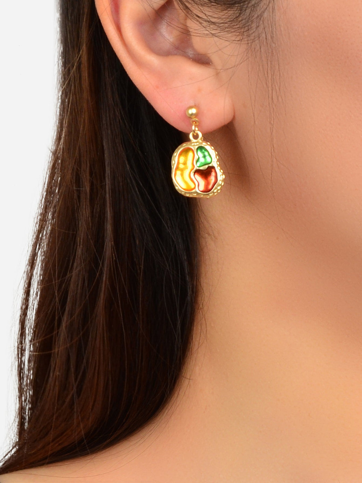 Art Designer Jewellery Colorful Palette Shape Gold Plated Pierced Party Earrings-1