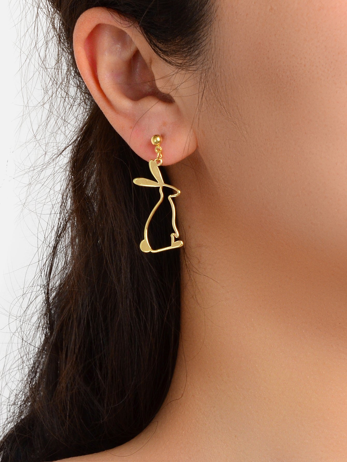 Creative Gold Easter Holiday Rabbit Bunny Chic Dangle Earrings Daily Wear Gift-1