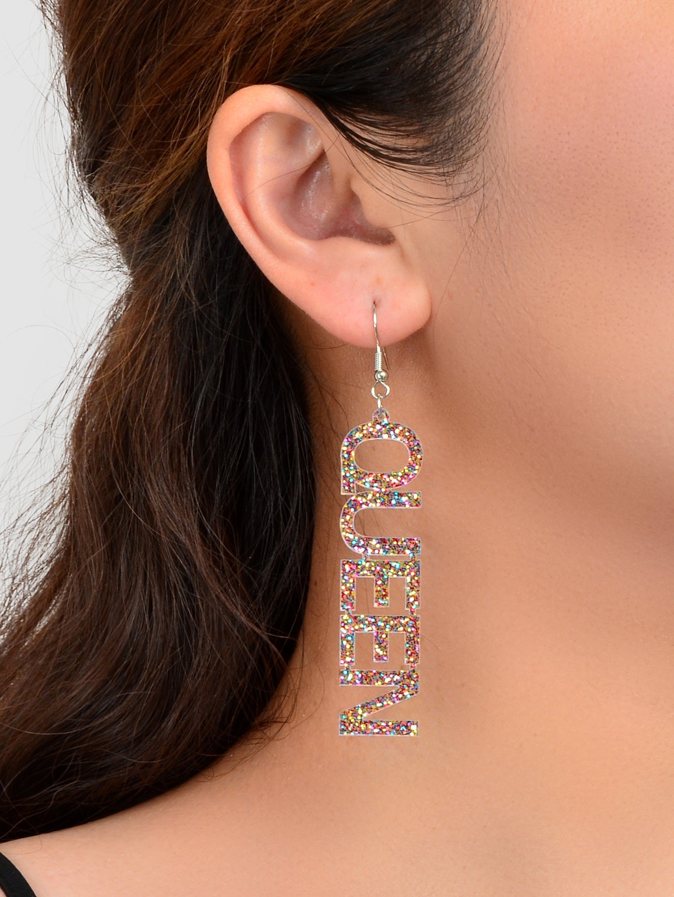 1 Pair Shiny Queen Drop Dangle Long Earrings Womens Party Gift Parade Jewellery-1