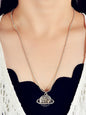Goth HipHop Style Antique Silver Popcorn Chain Star Planet Pendant Punk Necklace-0