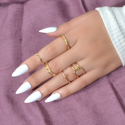 Minimalist Punk 5 pcs Trendy Gold Silver Stackable Multiple Midi Finger Ring Set-4