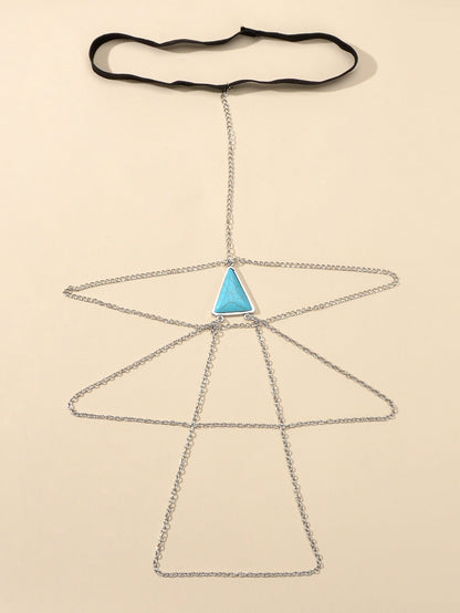 Sexy Multi-layer Silver Triangle Turquoise Leg Chain Boho Chic Body Jewellery-1