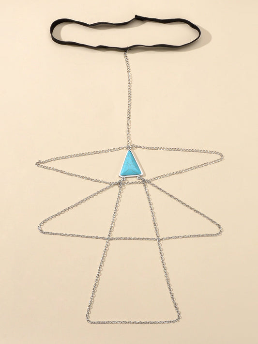 Sexy Multi-layer Silver Triangle Turquoise Leg Chain Boho Chic Body Jewellery-1