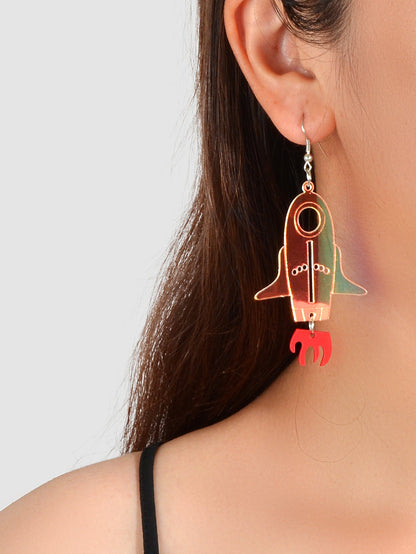 Designer Jewellery Multi-color Transparent Acrylic Rocket Dangle Trendy Earrings-1