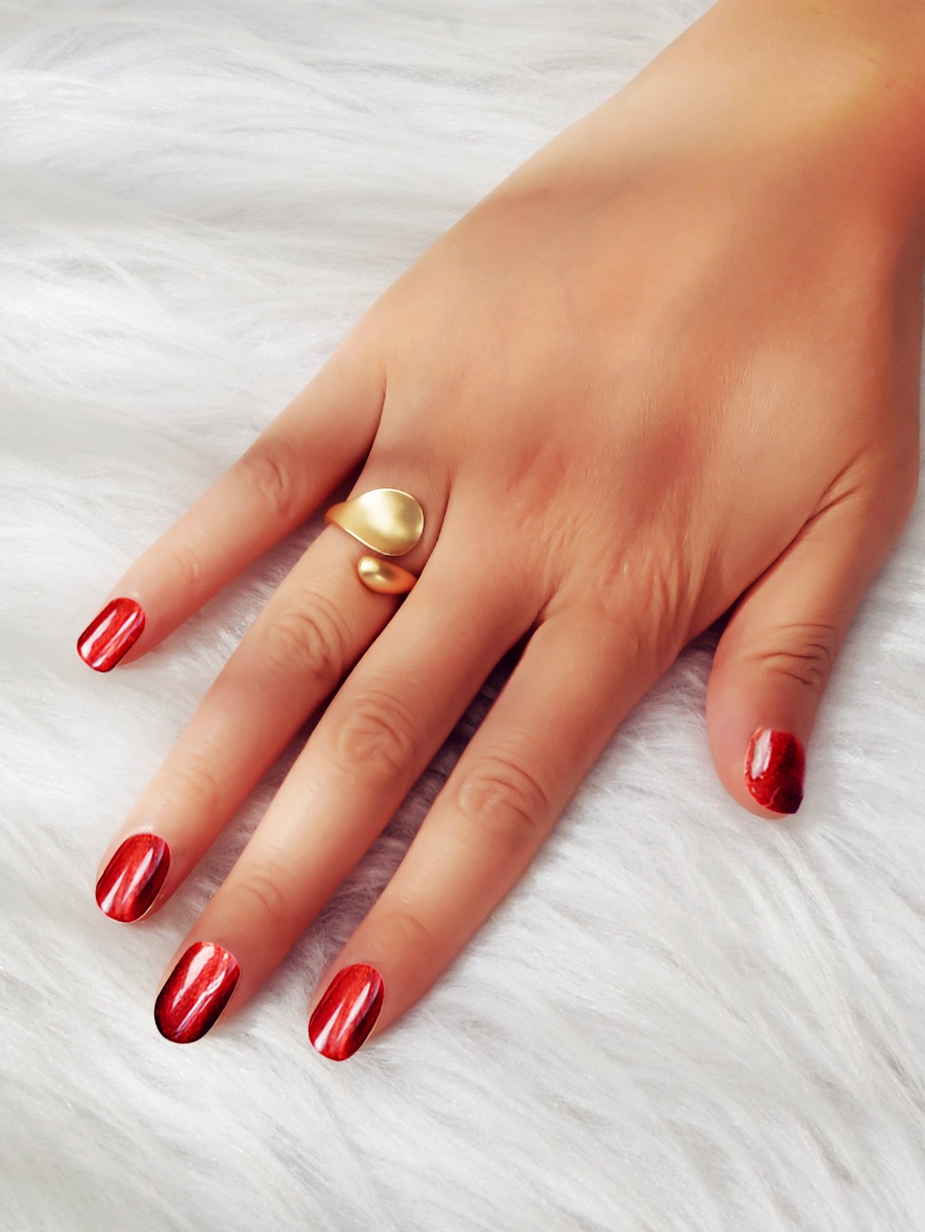 Female Minimalist Jewellery Gold Leaf Design Finger Ring Girl Wedding Party Band-1