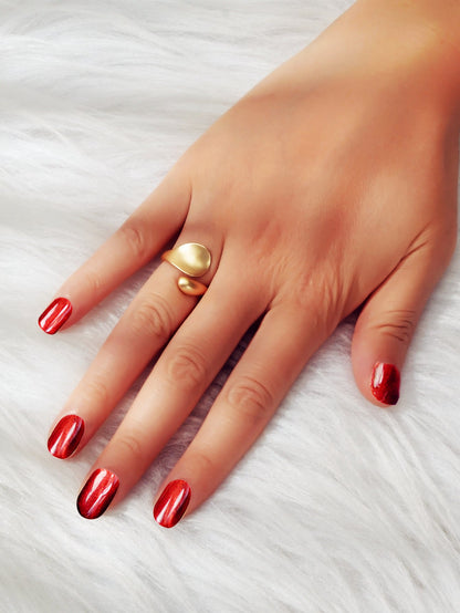 Female Minimalist Jewellery Gold Leaf Design Finger Ring Girl Wedding Party Band-1