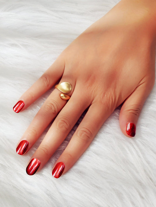 Female Minimalist Jewellery Gold Leaf Design Finger Ring Girl Wedding Party Band-1