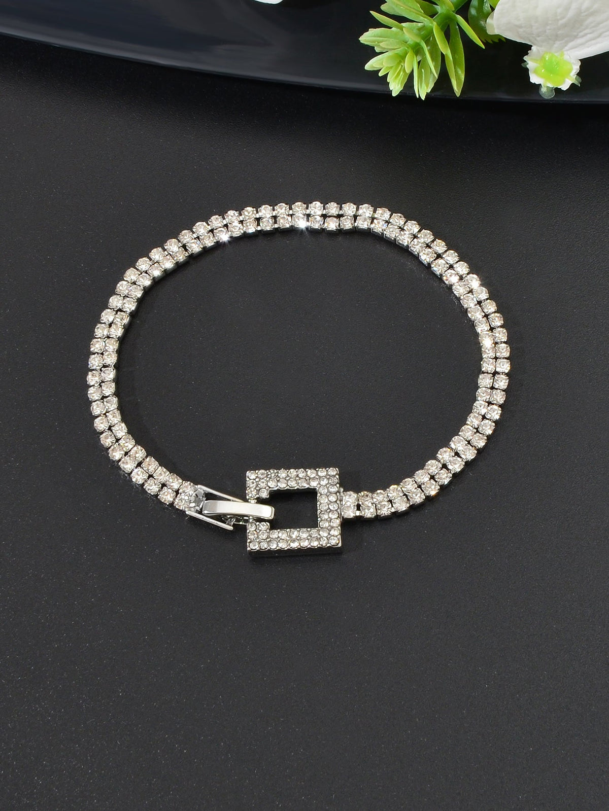 Shimmering Full Rhinestone Clasp Bracelet Elegant Sparkle Jewelry for Your Wrist-2