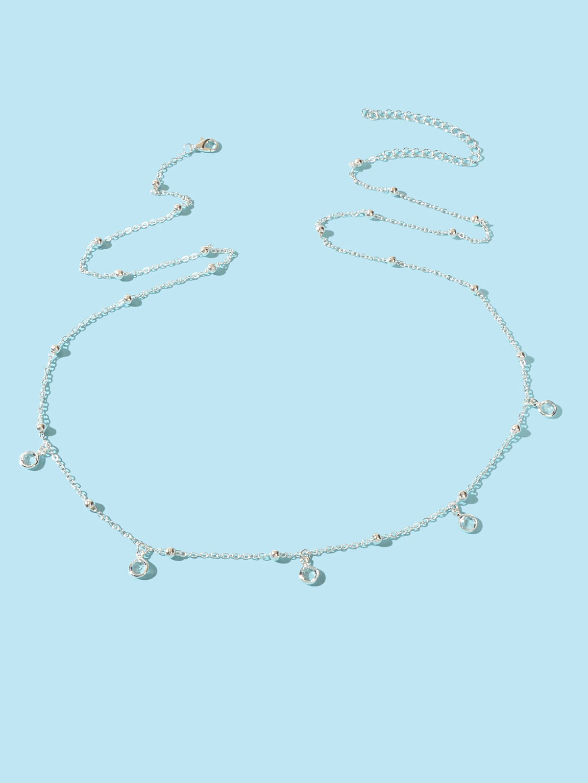 Minimalist Beach Bikini Silver Body Chain Beads Charms Sexy Belly Waist Chain-1