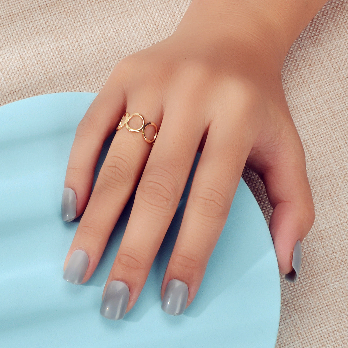Party Minimalist Style Gold Silver Circle Metal Punk Midi Knuckle Open Cuff Ring-1