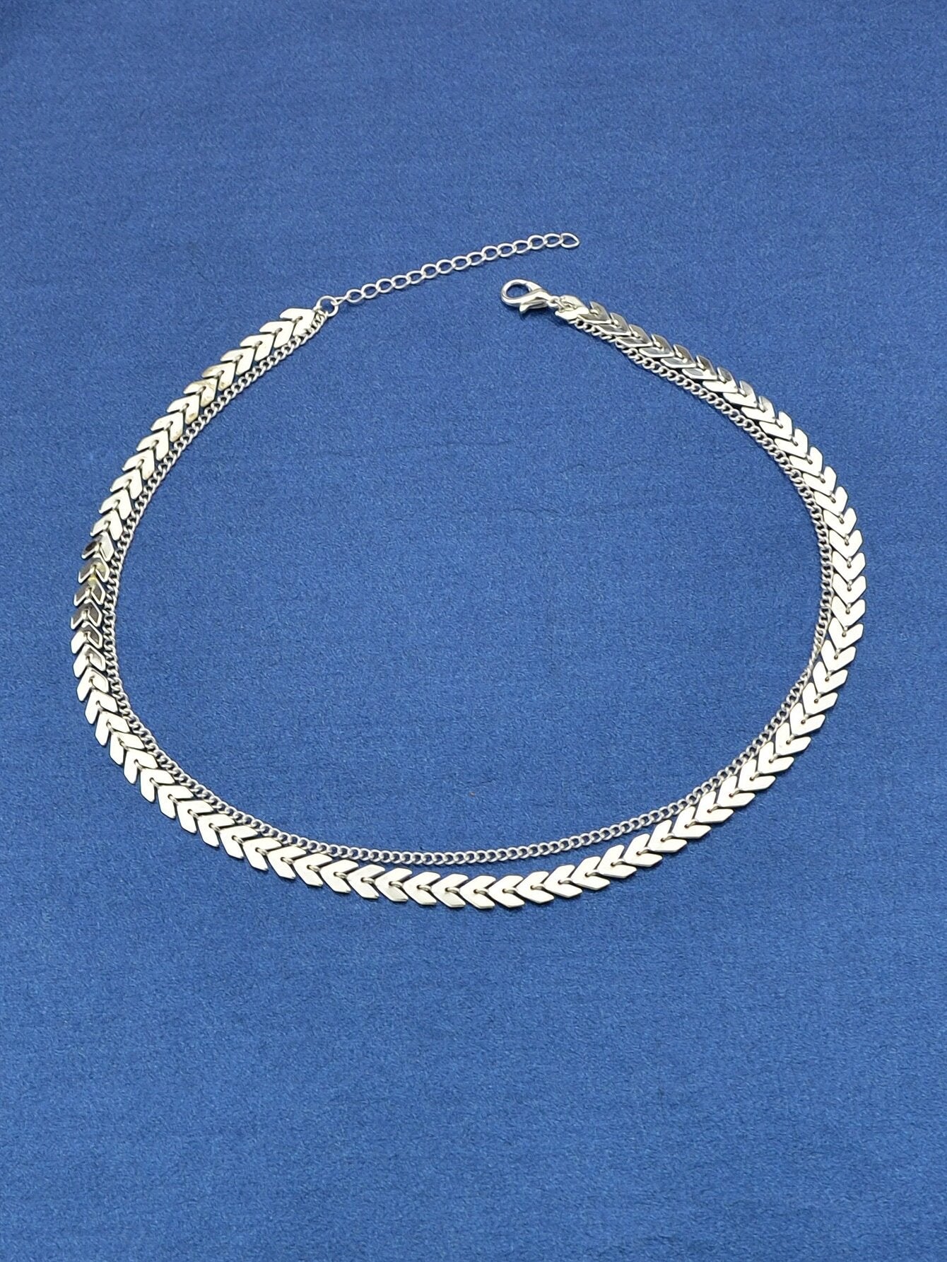 Female Gift Double layer Gold Silver Chain Short Clavicle Punk Collar Necklace-1