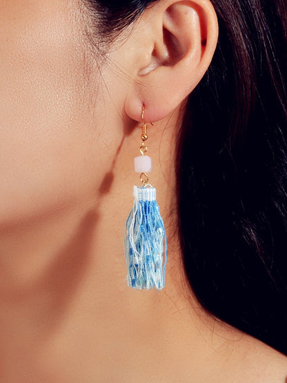 Ethnic Traditional Jewellery Pink Beads Rope Tassel Dangle Earrings for Women-1