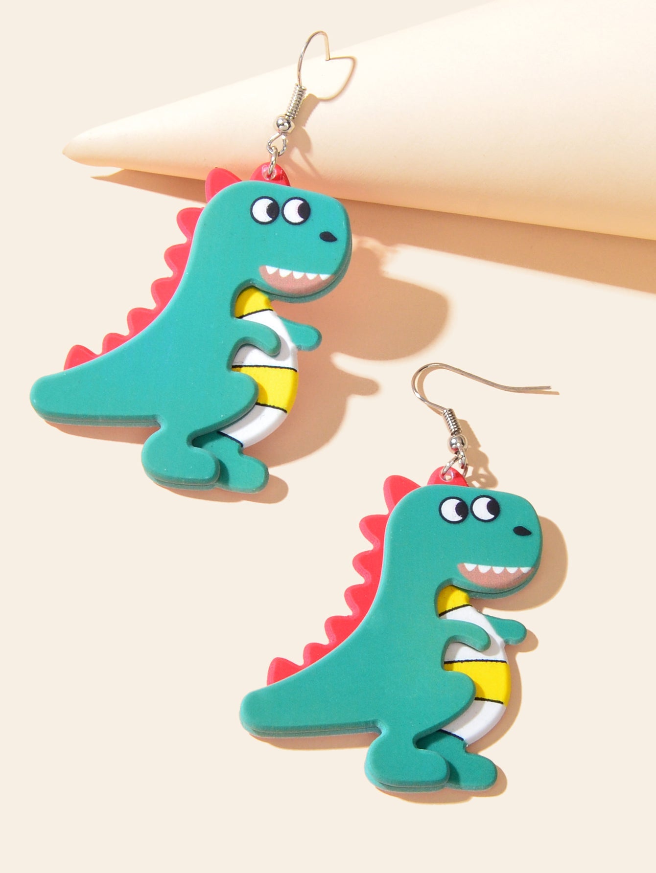 Lovely Cartoon Jewellery Design Green Acrylic Dinosaur Dangle Earrings for Women-2