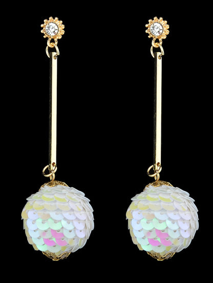 Rhinestone Sequins Ball Charm Pendant Dangle Earrings Women Girl Teens Jewellery-1
