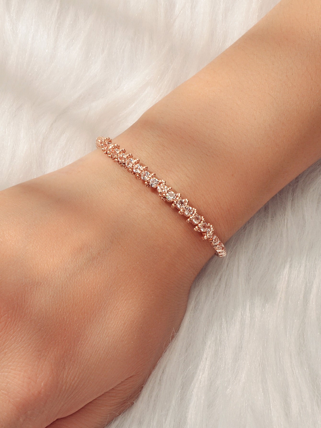 Trendy Rhinestone Sparkle Bling Crystal Tennis Bracelet Adjustable Wristband-1