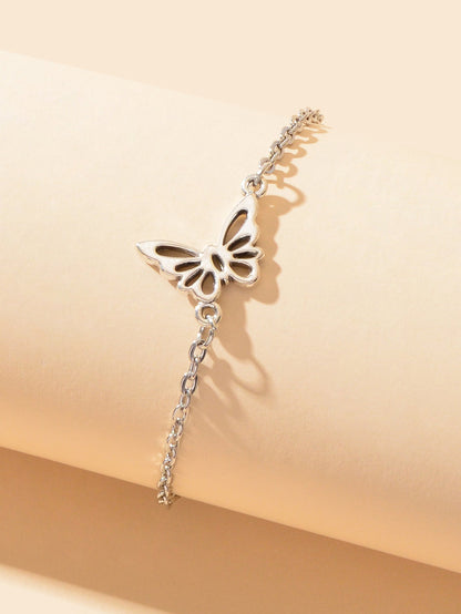 Silver Colour Chain Butterfly Charm Beach Dainty Anklet Boho Chic Foot Jewellery-2