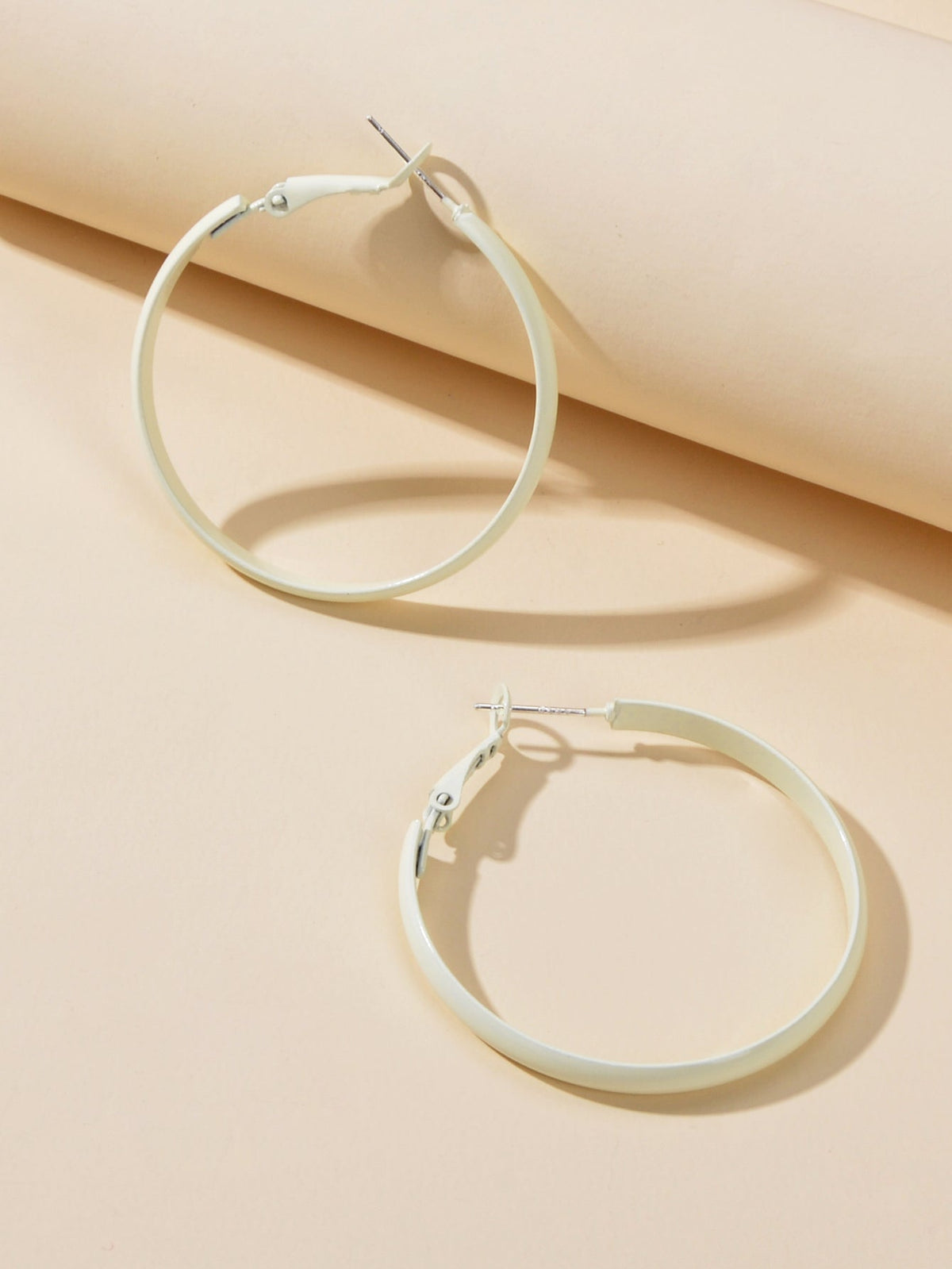 Party Decoration Women Beige Big Circle Hoop Dangle Boho Chic Holiday Earrings-1