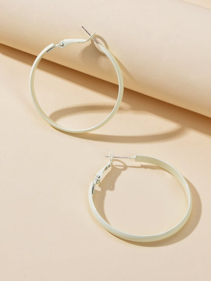 Party Decoration Women Beige Big Circle Hoop Dangle Boho Chic Holiday Earrings-1