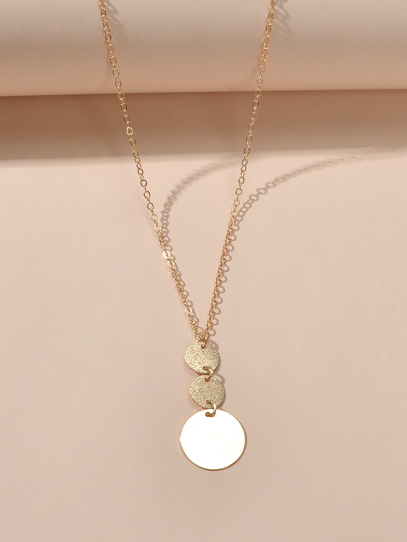 Unique Gold Chain Geometric Round Disc Minimalist Charm Necklace Trendy Jewelry