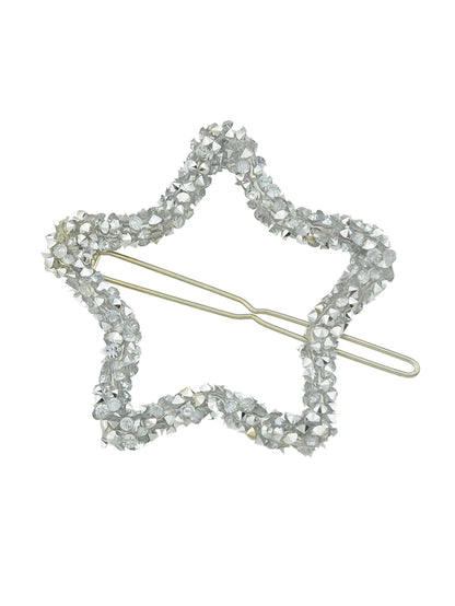 Luxurious Hair Accessories Headwear Rhinestone Silver Star Hairgrips Hair Clips-4