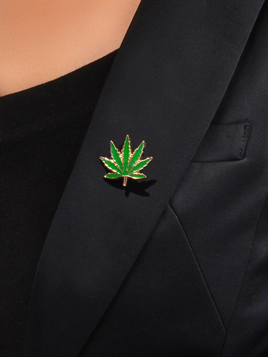 Trend Women Accessories Green Enamel Leaf Brooches Pins Ladies Bouquet for Party-1