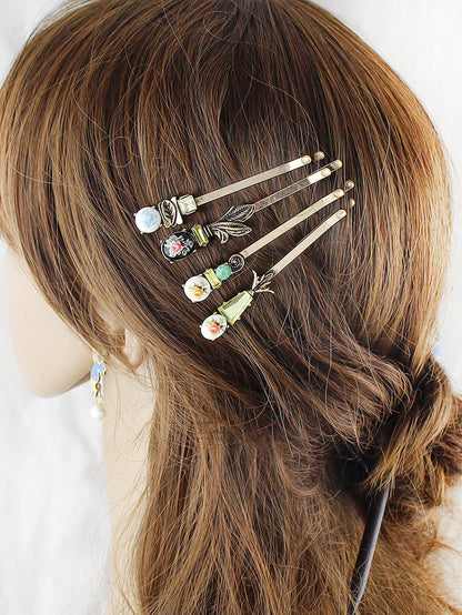 AU Post Hair Accessories 4pcs Antique Flower Hairgrips Hair Clips Hair Barrettes-1
