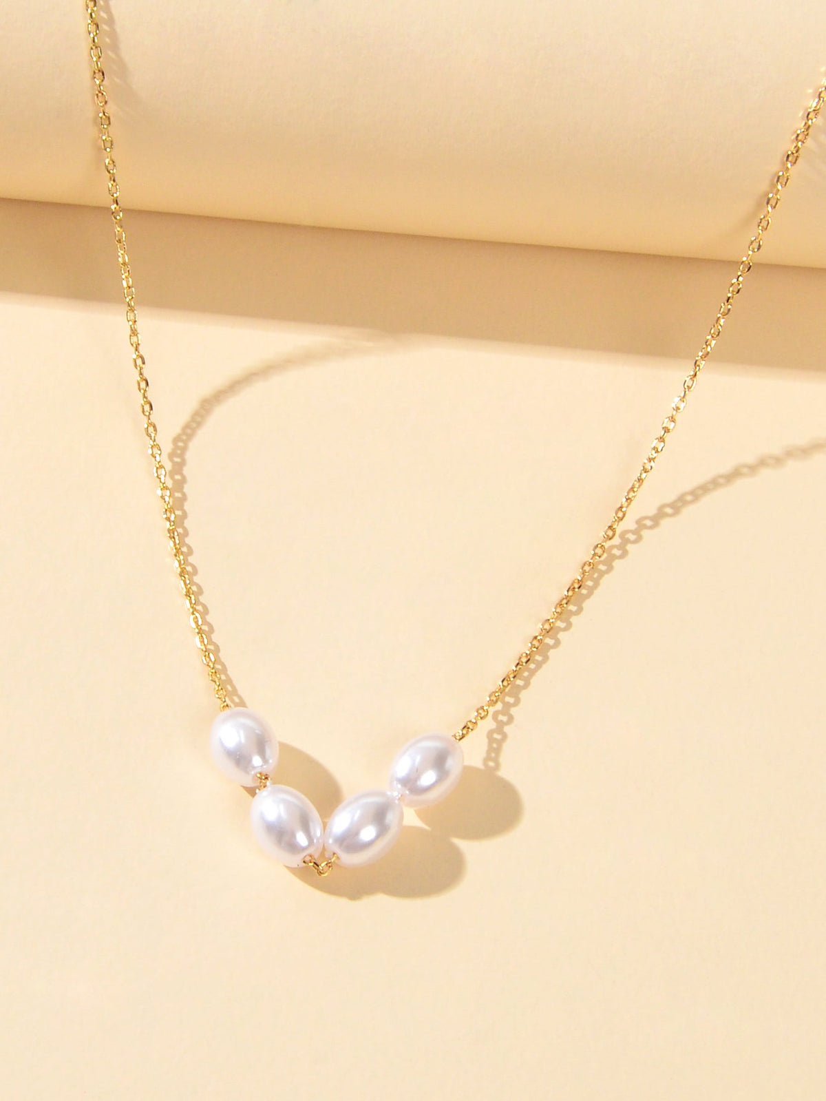 Elegent Wedding Engagement Jewellery Pearl Decor Gold Chain Clavicle Necklace-1