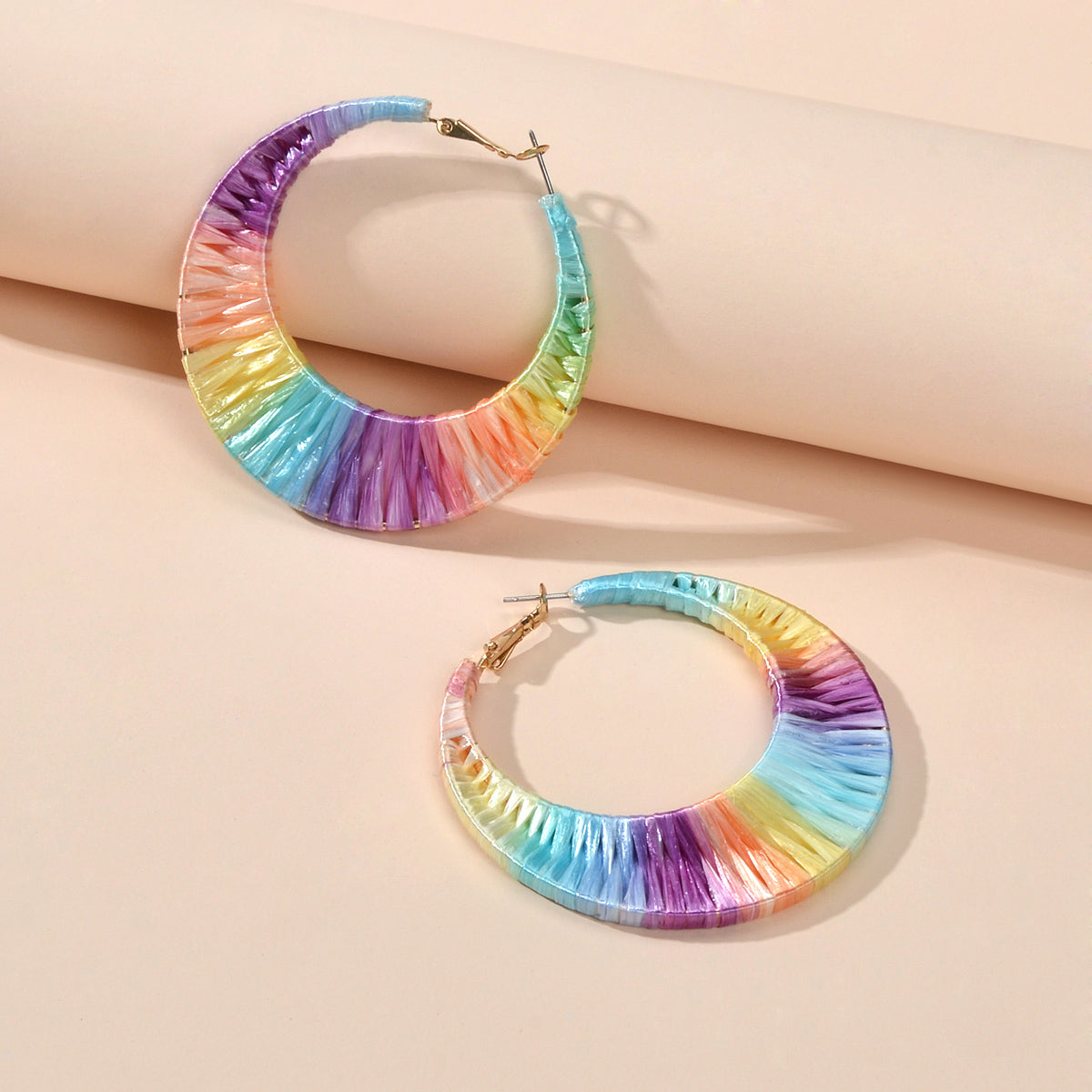 American Jewellery Ethnic Style Candy Color Handmade Braided Hoop Earrings Gift-1