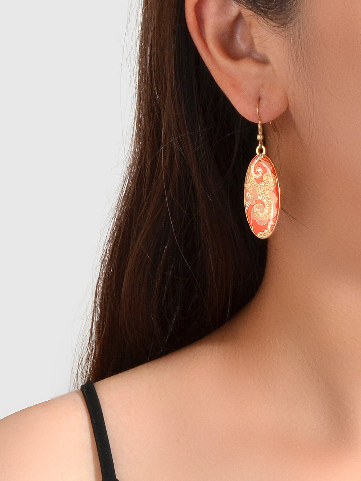 Traditional Indian Ethnic Jewellery Rhinestone Oval Dangle Bohemian Earrings-1