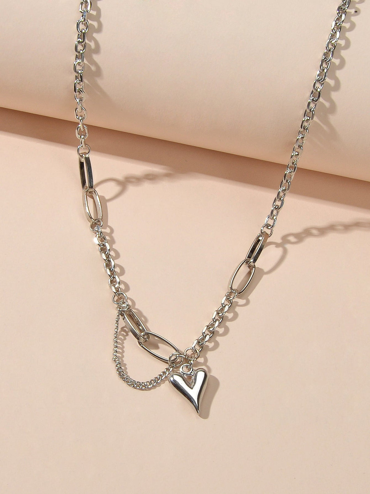 Punk Hip Hop Jewellery Multiple Silver Chain Tassel Heart Charm Party Decoration-1