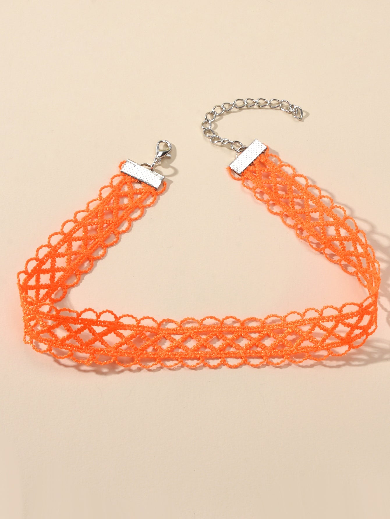 Gothic Punk 90s Blue Orange Lace Geometric Tattoo Choker Necklace Grunge Collar-1