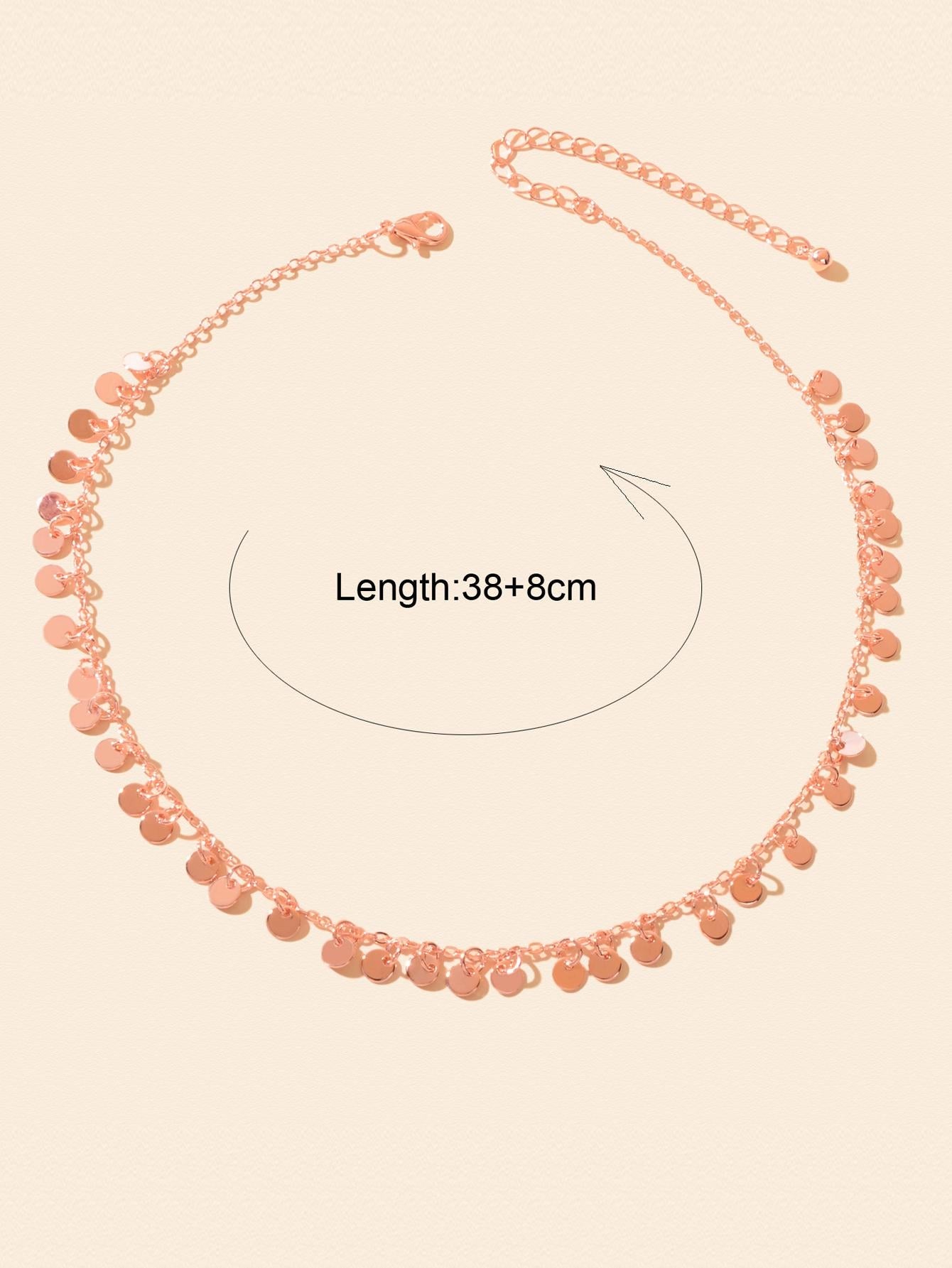 Round Disc Charm Rolo Necklace Dainty Coin Jewellery Bohemia Sequin Party Choker-2