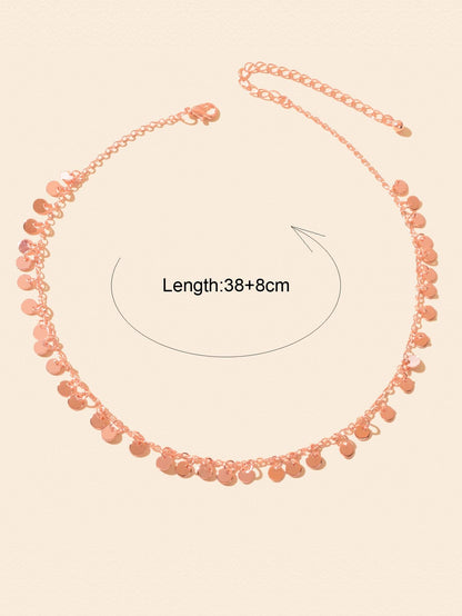 Round Disc Charm Rolo Necklace Dainty Coin Jewellery Bohemia Sequin Party Choker-2