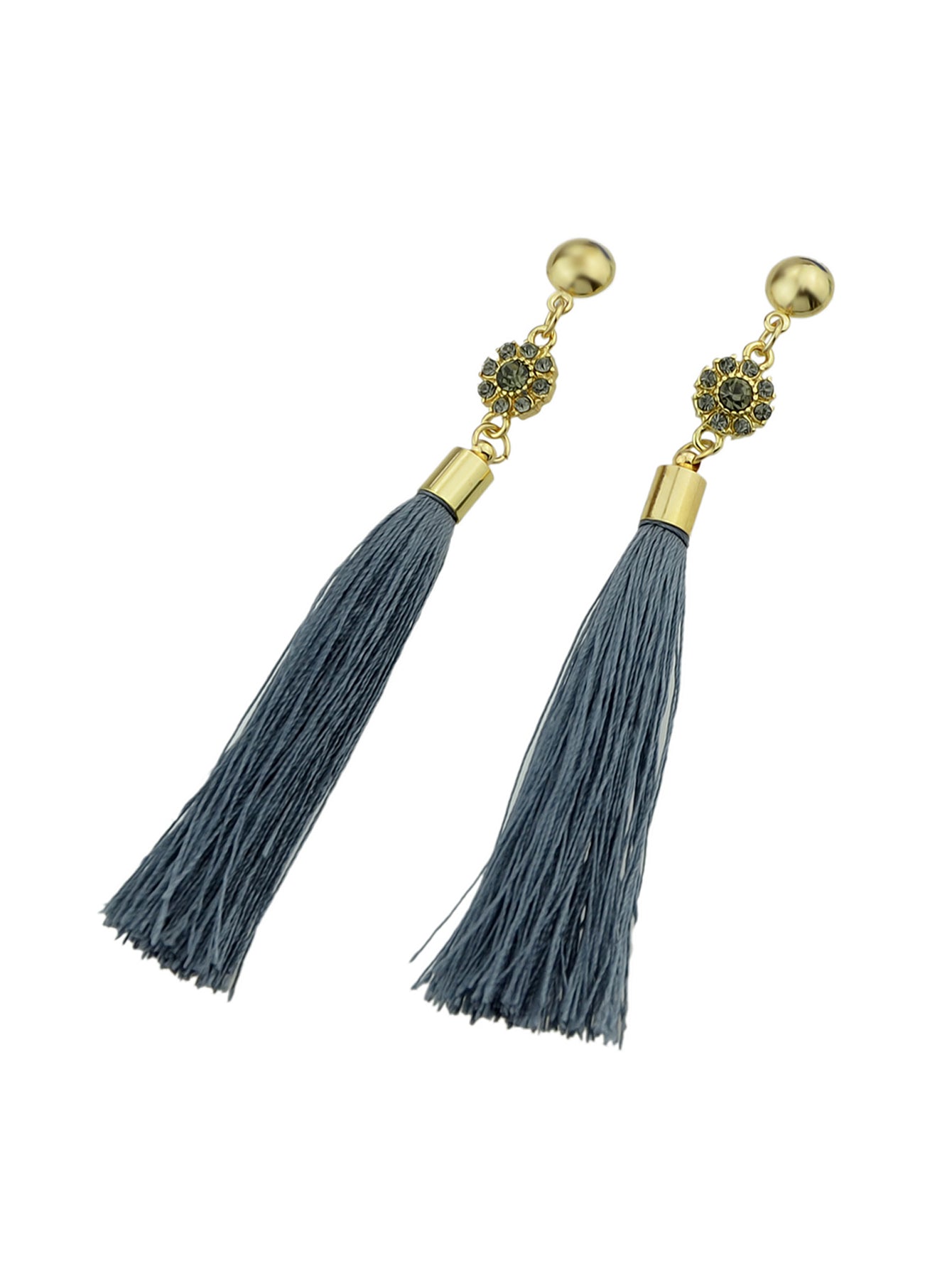 Ethnic Traditional Jewellery Rhinestone Flower Tassel Long Dangle Earrings Gift-1