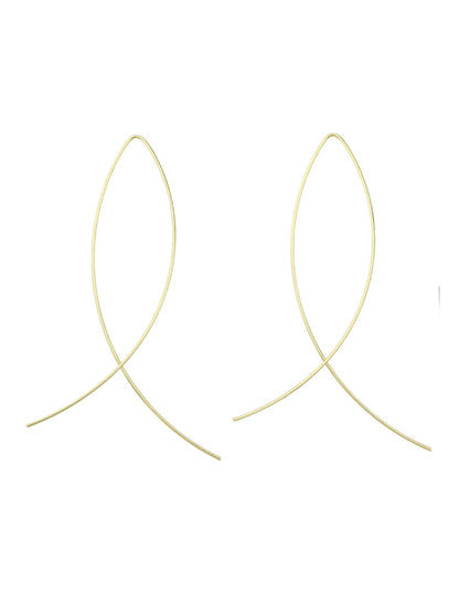 Statement Gold Silver Black Metal Cross Minimalist Hoop Earrings for Women Party-1