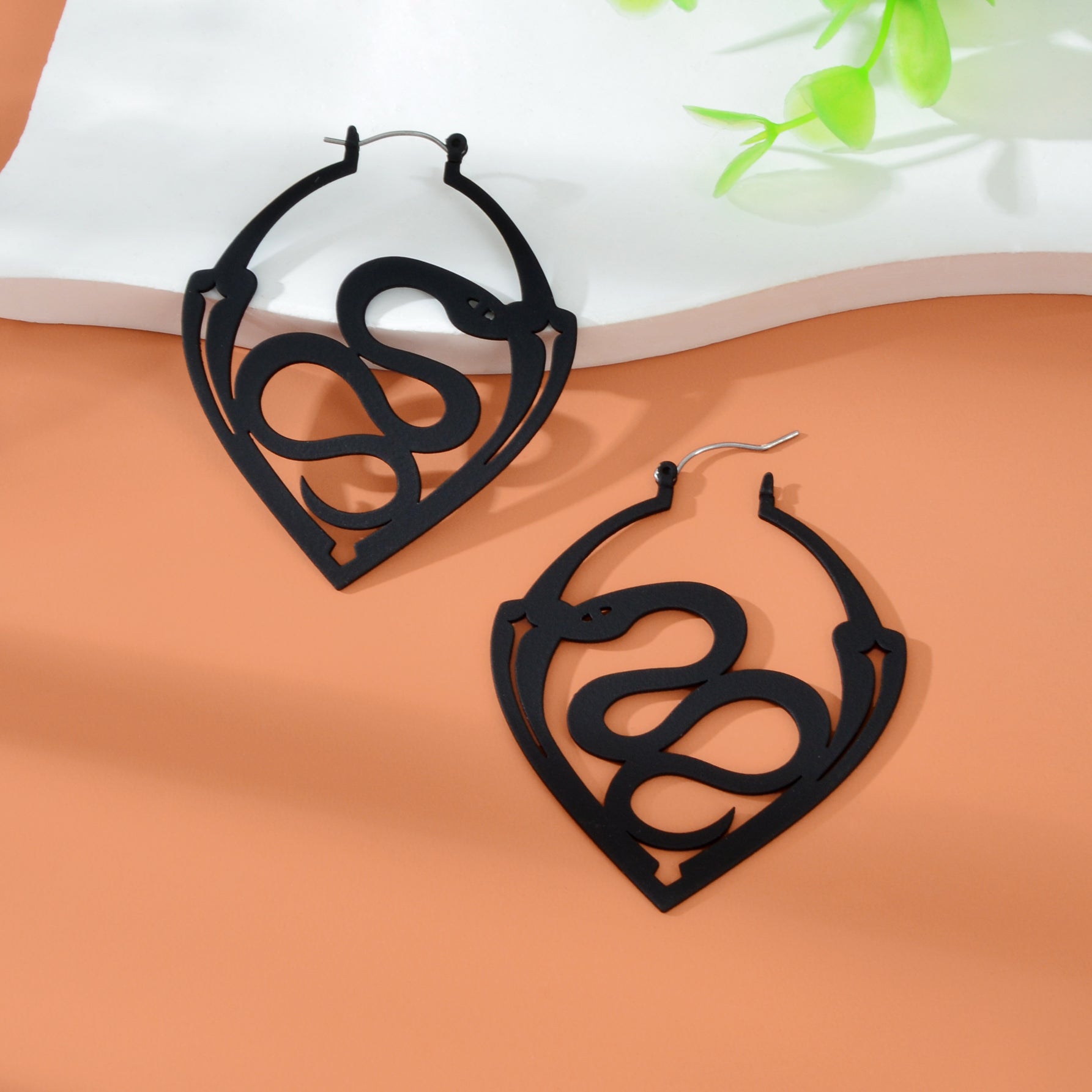 Gothic Black Snake Geometric Big Statement Dangle Earrings Party Daily Jewelry-4