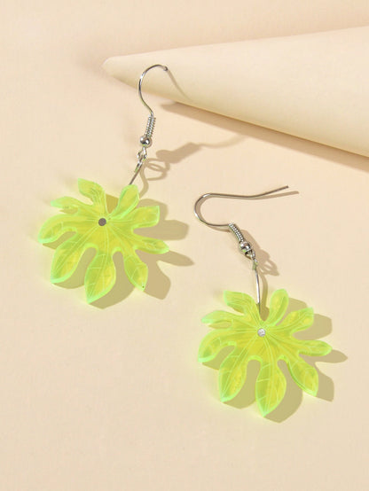 Female Jewelry Green Resin Coconut Tree Dangle Holiday Boho Chic Charm Earrings-1