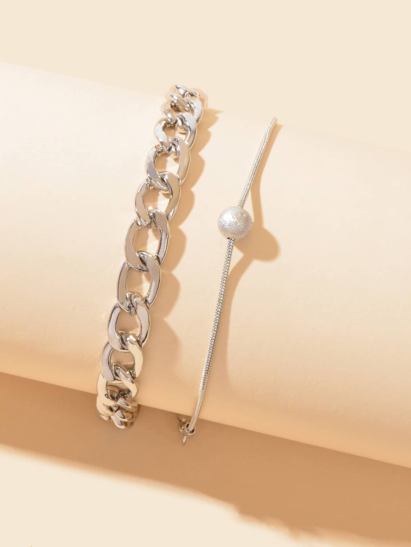 Silver Double-Layer Chunky Chain Anklet - Stylish Statement for Your Ankles-2