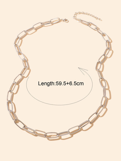 Punk Rock Style Crude Silver Link Chain Minimalist Necklace Men Party Decoration-1